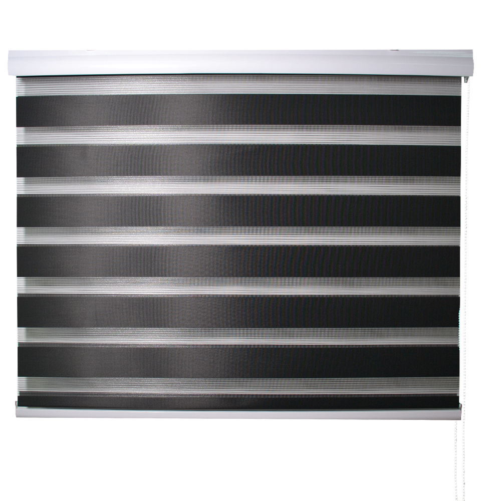 zebra blinds with small white cover 